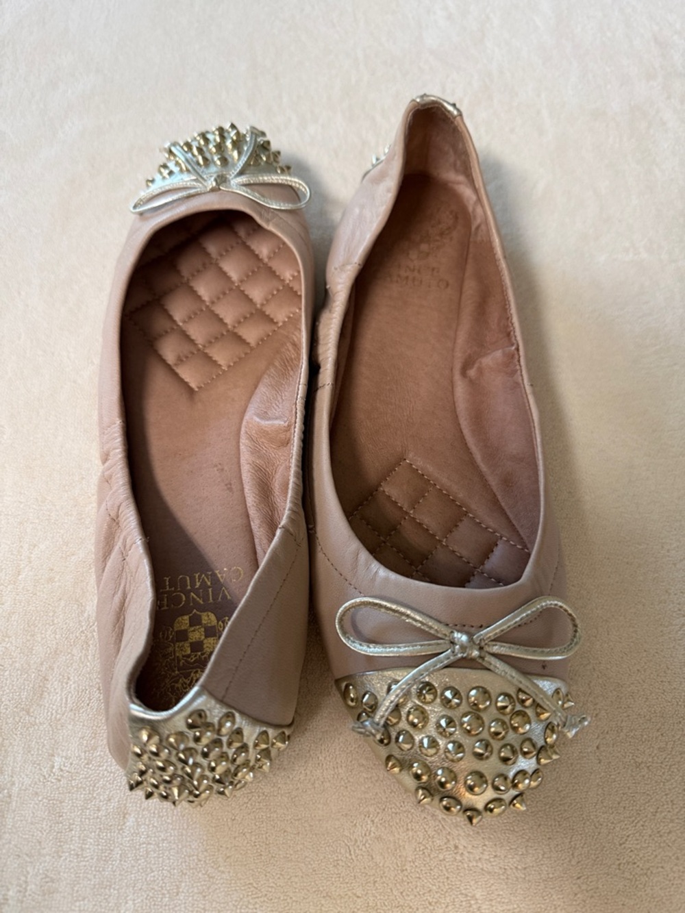 Vince Camuto Blush Pink Studded Bow Ballet Flats
